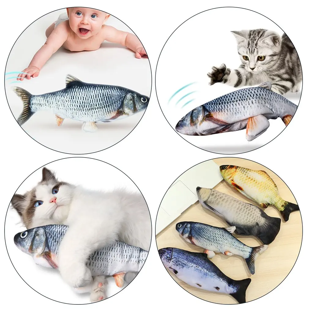 1 Pcs Simulation Electric Jumping Fish Net Red Fish Simulation Electric Fish Pet Toy Fish Plush Children'S Toys