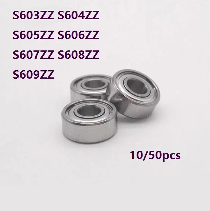 10/50pcs ABEC-5 S603ZZ S604ZZ S605ZZ S606ZZ S607ZZ S608ZZ S609ZZ Double metal cover Stainless steel deep Groove Ball bearing