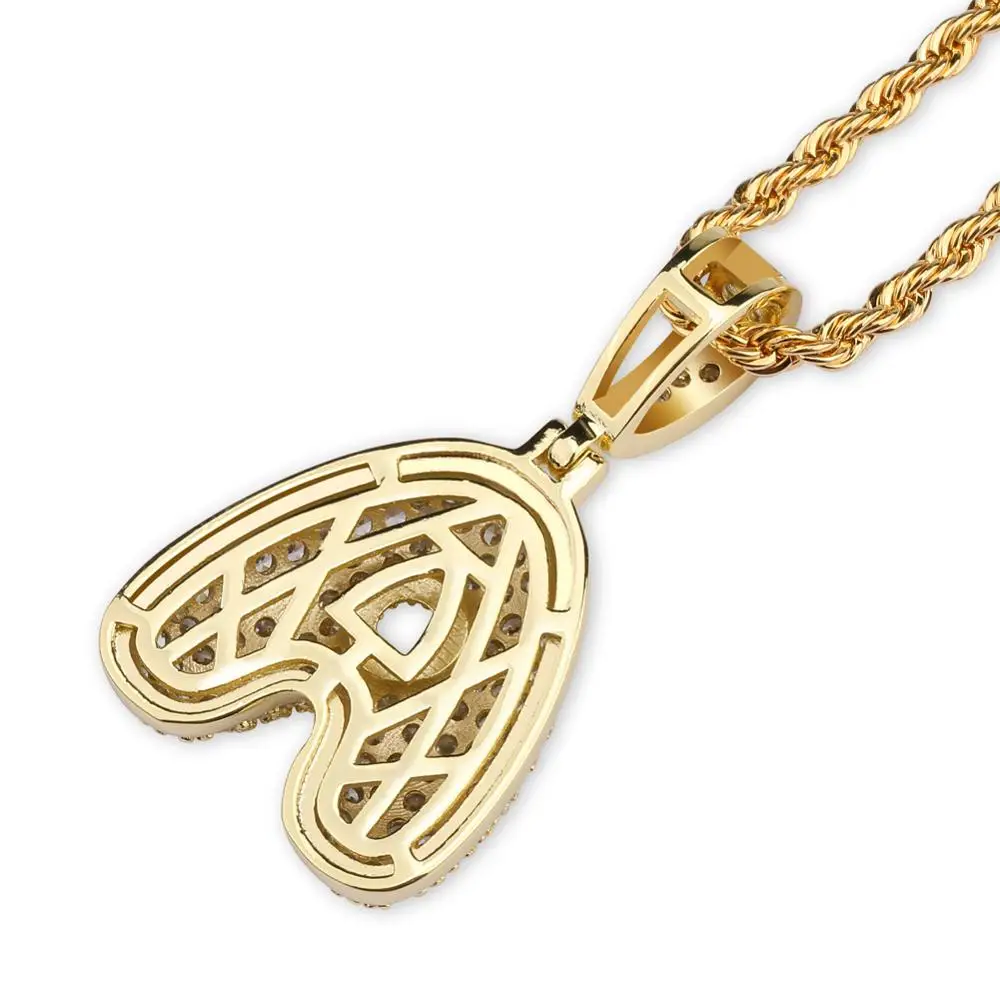 GUCY A-Z  Name Bubble Letters Necklaces & Pendant Charm For Men Women Gold Silver Color Cubic Zircon Hip Hop Jewelry Gifts