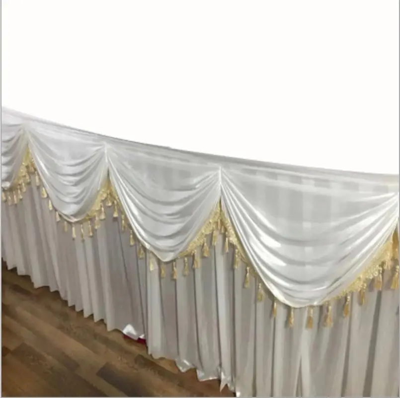 Imagem -04 - Saias de Mesa Vermelha Gelo de Seda 20ft Comprimento 6m Pano de Mesa Sólida Bonito Pano de Mesa de Ganhos Cortina de Casamento Decoração