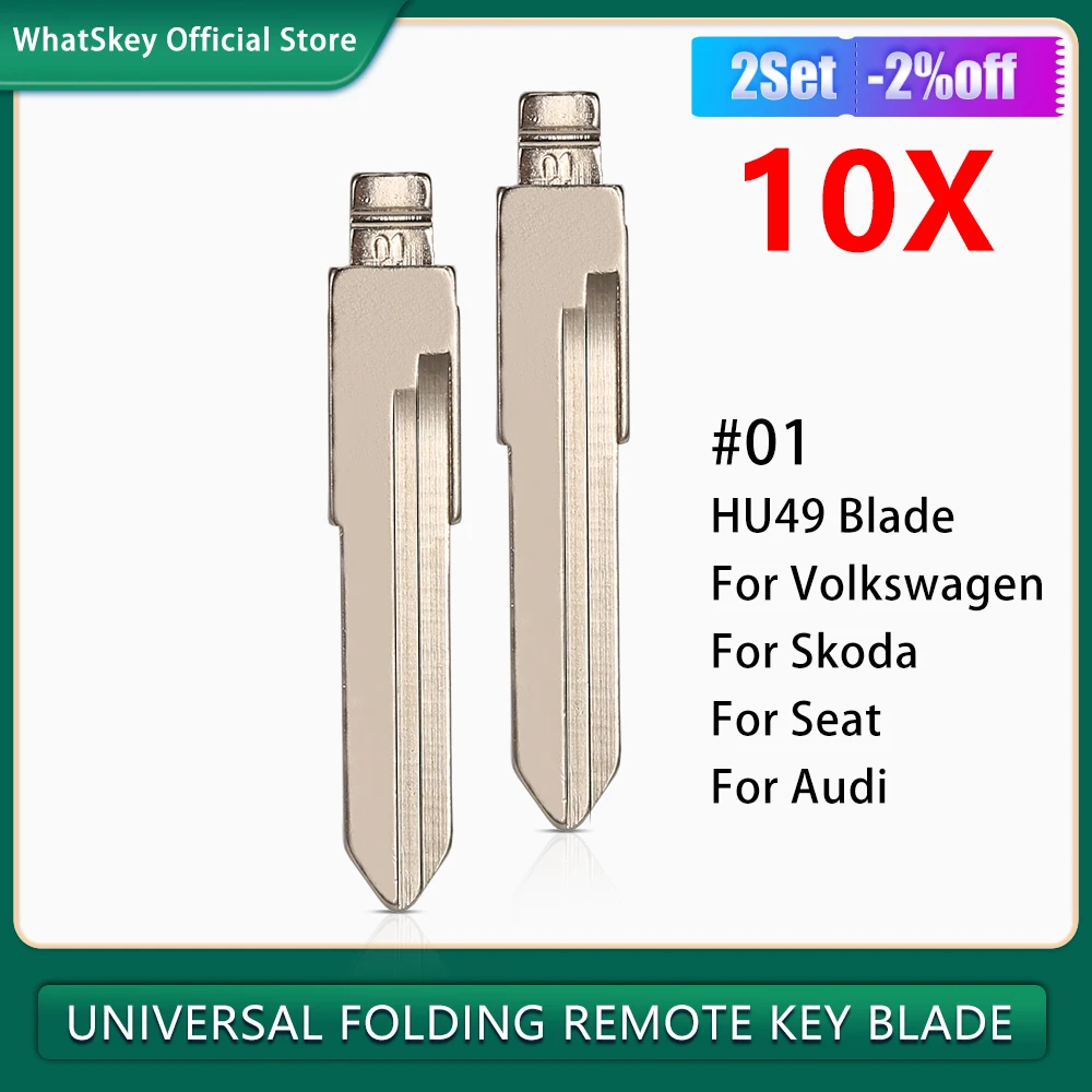 10Pcs/Lot No.01 Uncut Blank Flip Folding Key HU49 Blade #01 For Volkswagen VW Golf Santana Jetta For Skoda For Seat For Audi