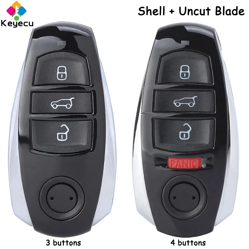 

KEYECU Smart Remote Car Key Shell Case With Uncut Blade 3 4 Buttons Fob for Volkswagen Touareg 2011 2012 2013 2014 2015 2016