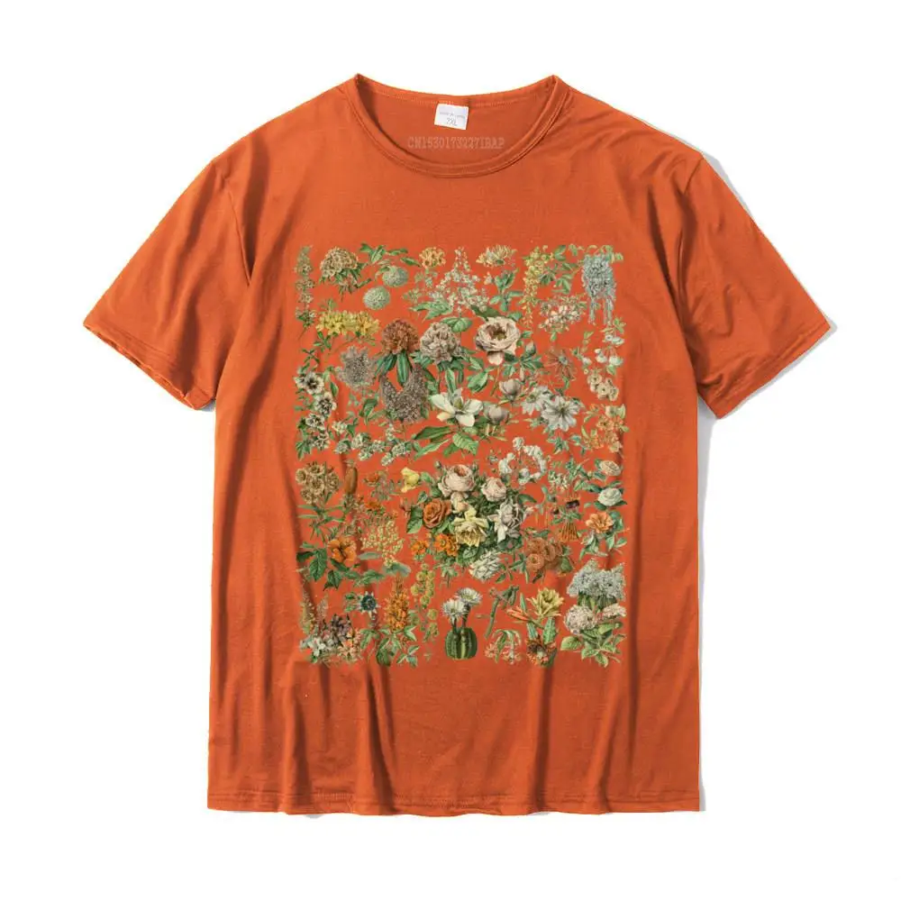 Vintage Inspired Flower Botanical Chart Second Edition T-Shirt Fashion Printed Tops Tees Cotton Tshirts for Men Street