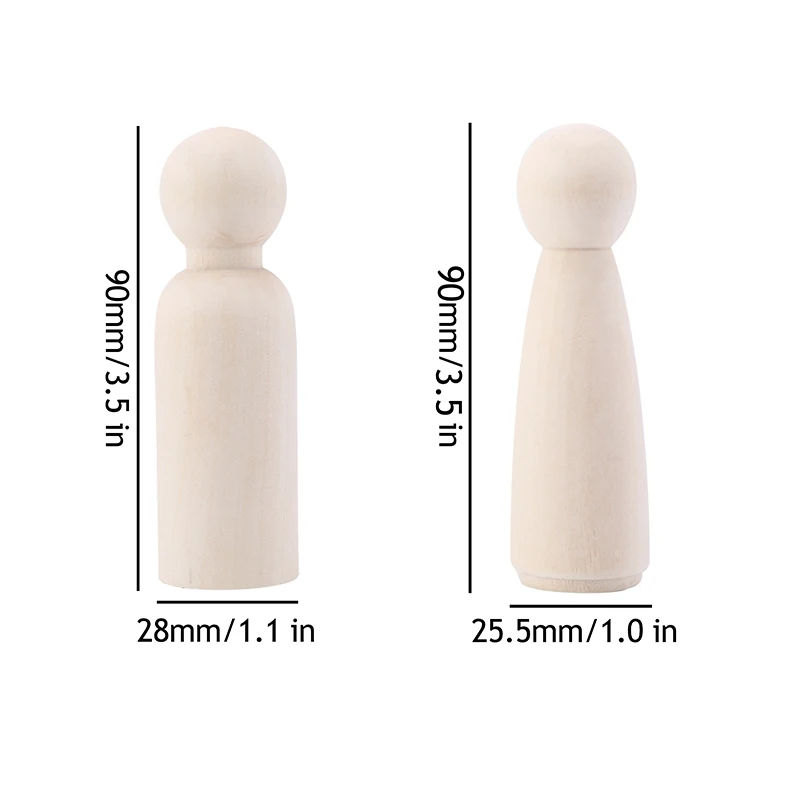 Wooden Peg Dolls Set, 5PCS for DIY Decoration