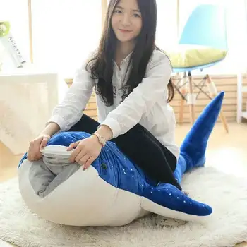 50-120公分大號新藍鯊魚毛絨玩具大魚布偶鯨魚填充動物兒童生日禮物 10 最佳銷售 鯨魚絨毛玩具 - №5