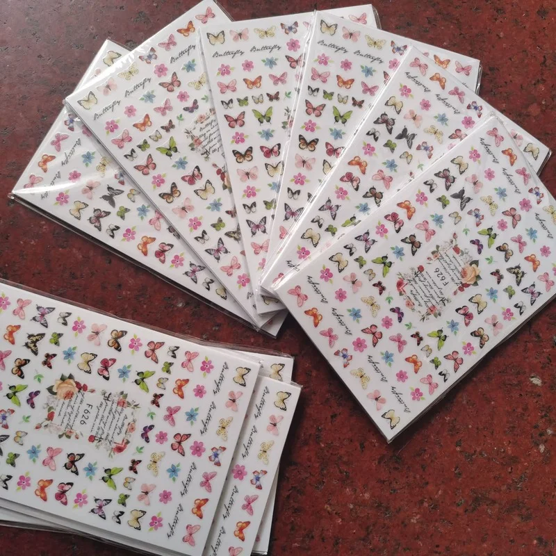 10pcs Random Patterns 3D Nail Art Stickers Butterfly Heart Lips Rose Flowers Sexy Woman DIY Self-adhesive Nail Decals Decoration
