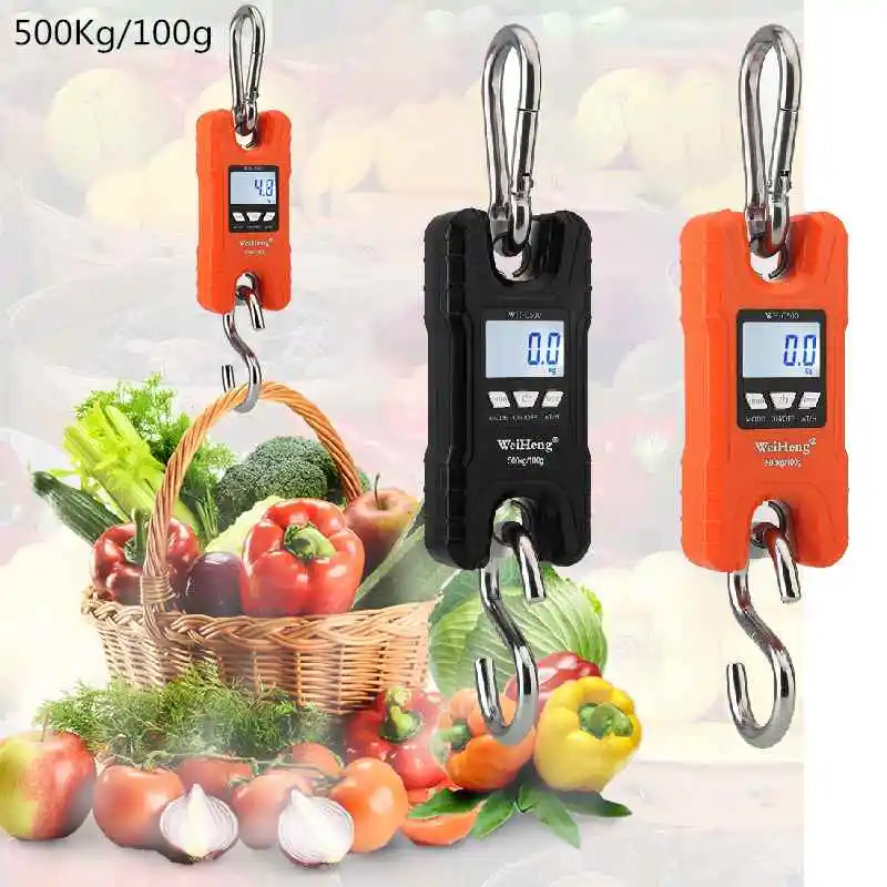 Digital Crane Scale 500kg 1000kg Hook Scales Heavy Duty Hanging Balance Gram Kitchen Electronic Weighing Tool Fishing Steelyard