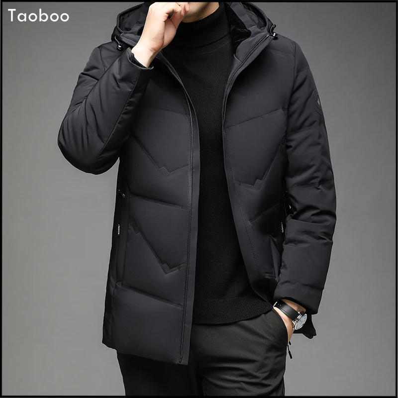 Taoboo Brand Men Winter Down Jacket Fashion Solid Hooded Male Coat Casual Warm Clothes Mens Overcoat Streetwear Puffer Jackets