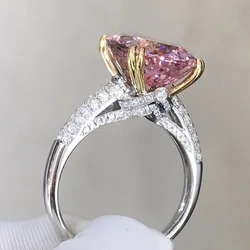 Anello Vintage con diamanti rosa cz anello in argento sterling 925 con fedi nuziali per regalo di gioielli da donna