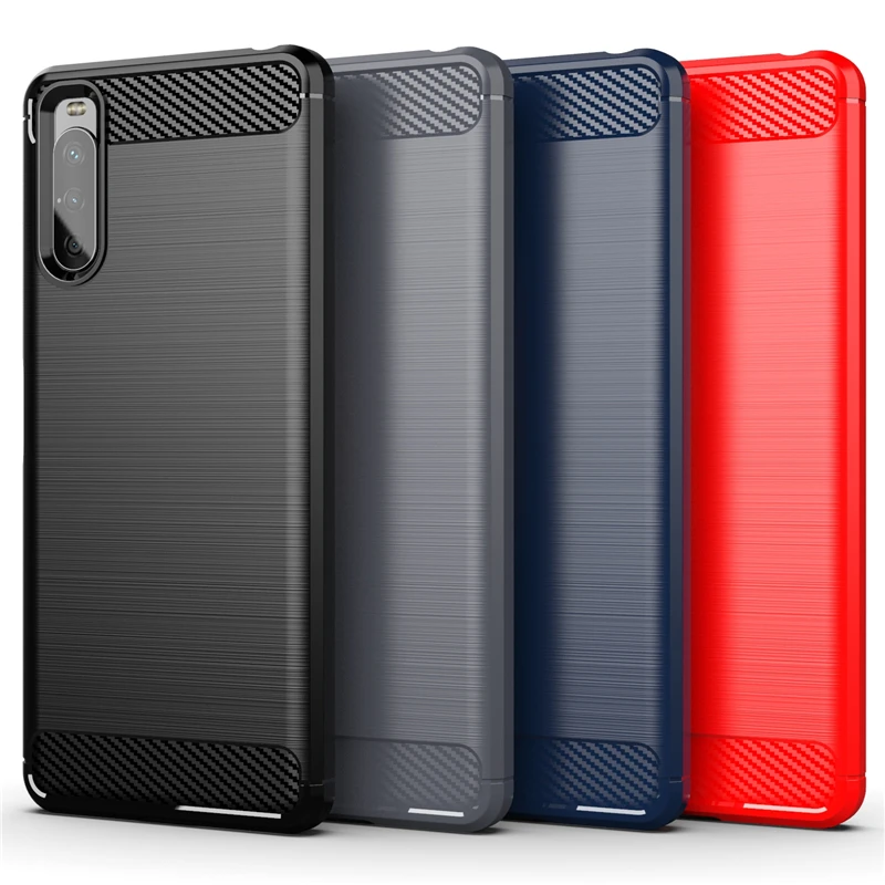 Para Sony Xperia 10 III SO-52B funda de silicona de fibra de carbono para Sony Xperia 10 III Lite funda para Sony Xperia 10 III