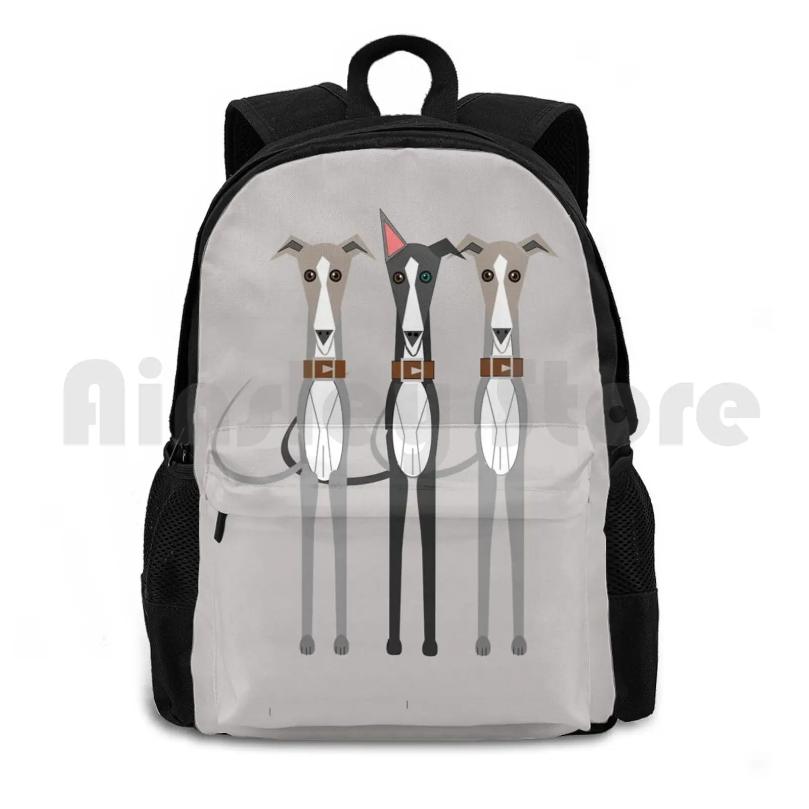 Three Fine Boys Outdoor Hiking Backpack Waterproof Camping Travel Whippet Whippets Greyhounds Greyhound Lurcher Lurchers Dog