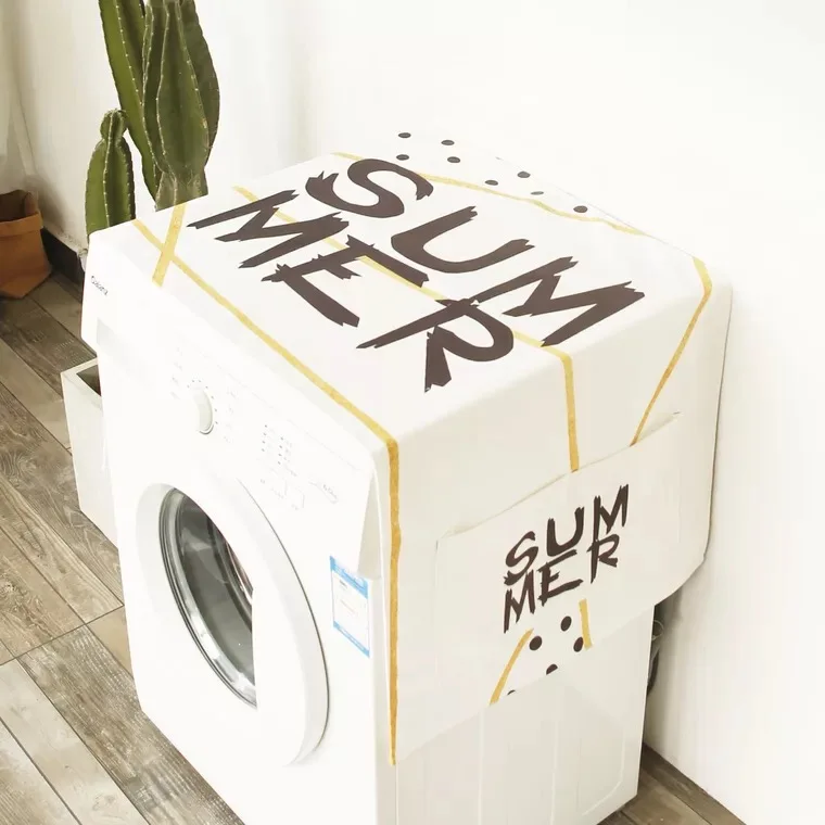 Letter cotton and linen Drum Washing Machine Cover single double Door Refrigerator Cover bedside table Dust Cover