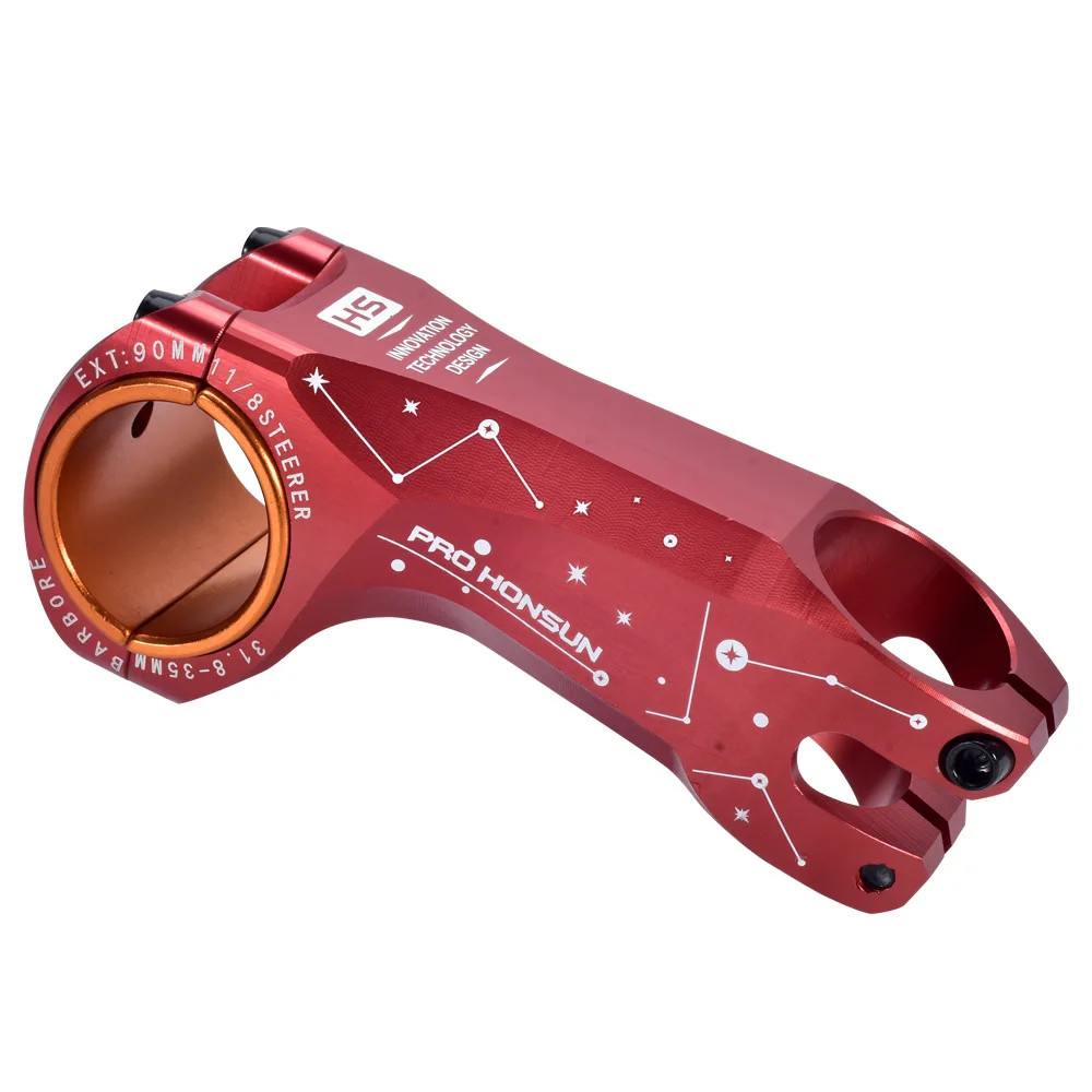 MTB Road Bicycle Colorful Stem Moutain Bike Stem -17 degree 90mm XC Bicycle Handlebar 31.8/35mm Rainbow Bike Stem Bicycle Parts