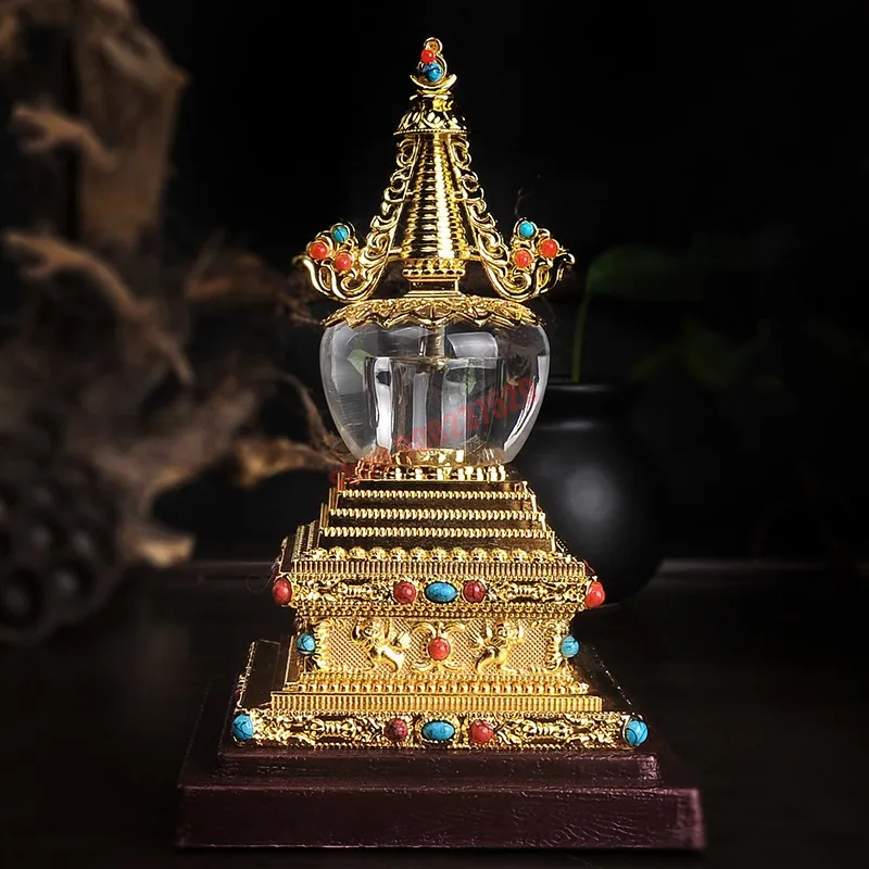 Tibetan Buddhist articles gilded crystal pagoda Bodhi pagoda Buddhist pagoda 6 inch gadang pagoda