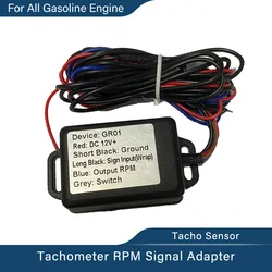 Adaptador de señal impermeable Tacho RPM, Sensor de tacómetro para todos los motores de gasolina, bobina de encendido, 4 pulsos por redondo, 12VDC disponibles