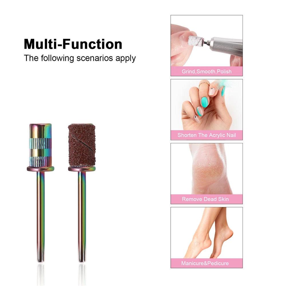 10Pcs Mandrel Bit Rainbow Manicure Electric Nail Drill Accessories Nail Sanding Drum For Sanding Bands Pedicure