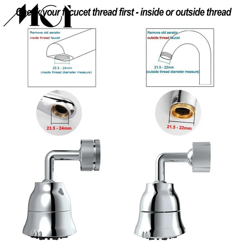 720°Universal Splash Filter Faucet Spray Head Anti Splash Filter Faucet Movable Kitchen Tap Water Saving Nozzle Sprayer MCI