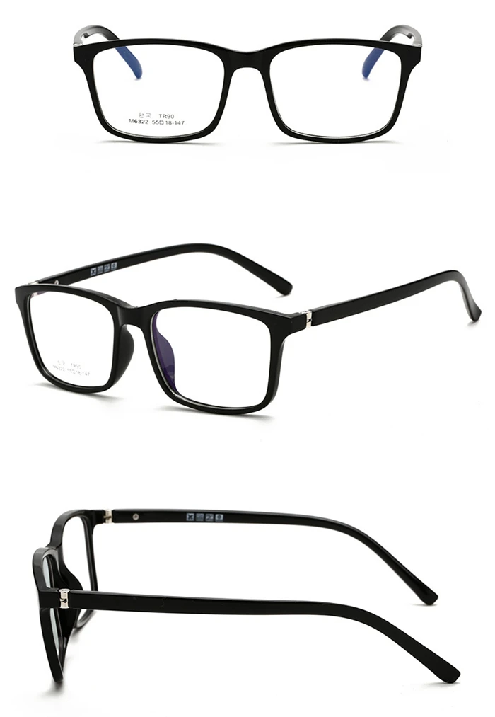 Große quadratische Brille für Kurzsichtige, Damen und Herren, modisch, Anti-Blaulicht, TR90, Korrektionsbrille 0 -0,5 -0,75 -1,0 bis -6,0 – Detail 5