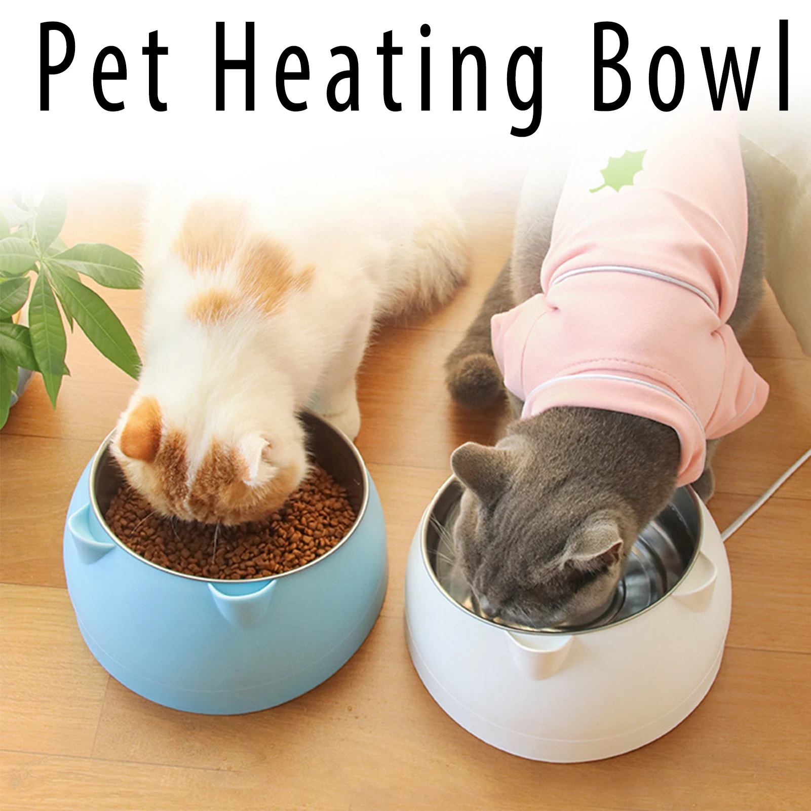 Heat Pet Bowl Temperature-controllable Dog Water Dispenser 304 Stainless Steel Pet Feeder Dish For Puppy Cat Ect