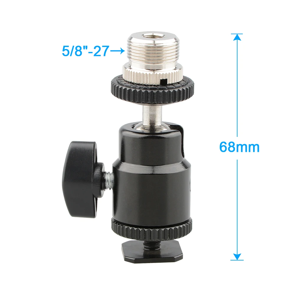Supporto per testa a sfera girevole a 360 ° CAMVATE con connettore a vite maschio da 5/8 "-27 supporto per slitta fredda per Monitor, luce Video, Flash, microfono