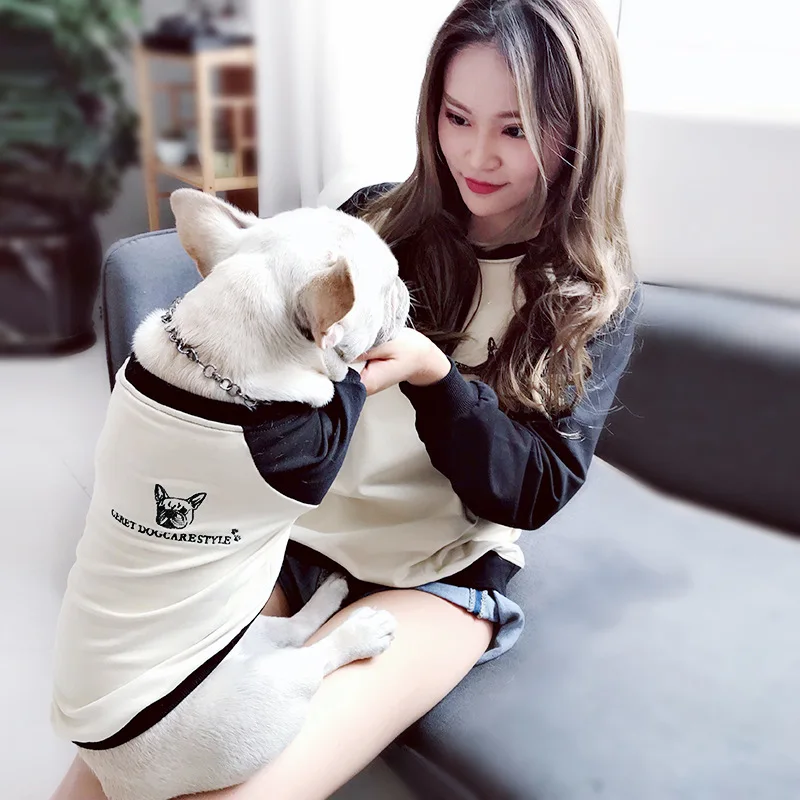 Embroidered Dog Hoodie Spring Autumn Puppy Sweatshirt Cotton Doggie Coat Festival Parent-Child Wear Clothes For Small Pets