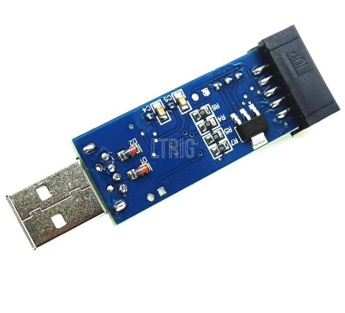 LTRIG – programmateur USBASP AVR personnalisé, 1 pièce, 3.3V/5V, USB ISP, ASP, ATMEGA8, ATMEGA128, ATtiny/CAN/PWM + câble 10 broches, Support Win7 64bit