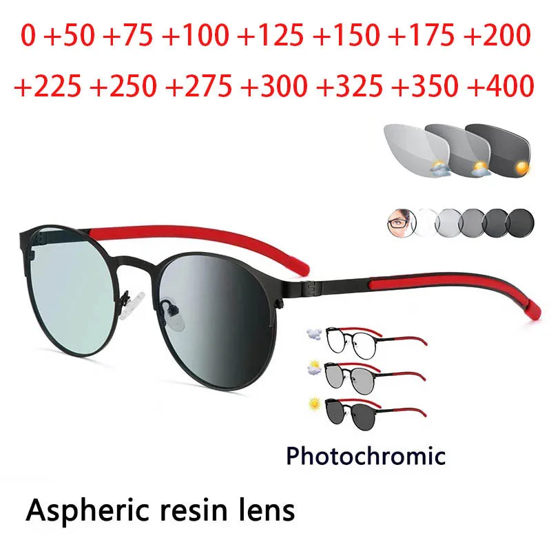 Round Retro Design Photochromic Reading Glasses Men Women Hyperopia Diopters Presbyopia Outdoor Eyewear +0.25 +1.0 +1.5 +2 To +4