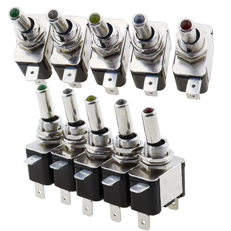 1PCS DC 12V 20A Car Auto Cover LED Blue Green Red White Yellow Light Toggle Switch Control On/Off Durable Light