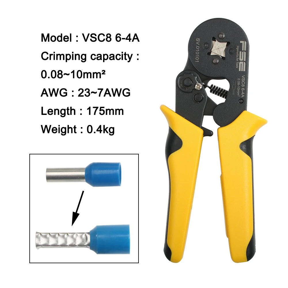 VSC9 16-4A 0.08-16mm2 26-5AWG with 400Terminal Box Electrical Clamp Terminal Tube Tool set