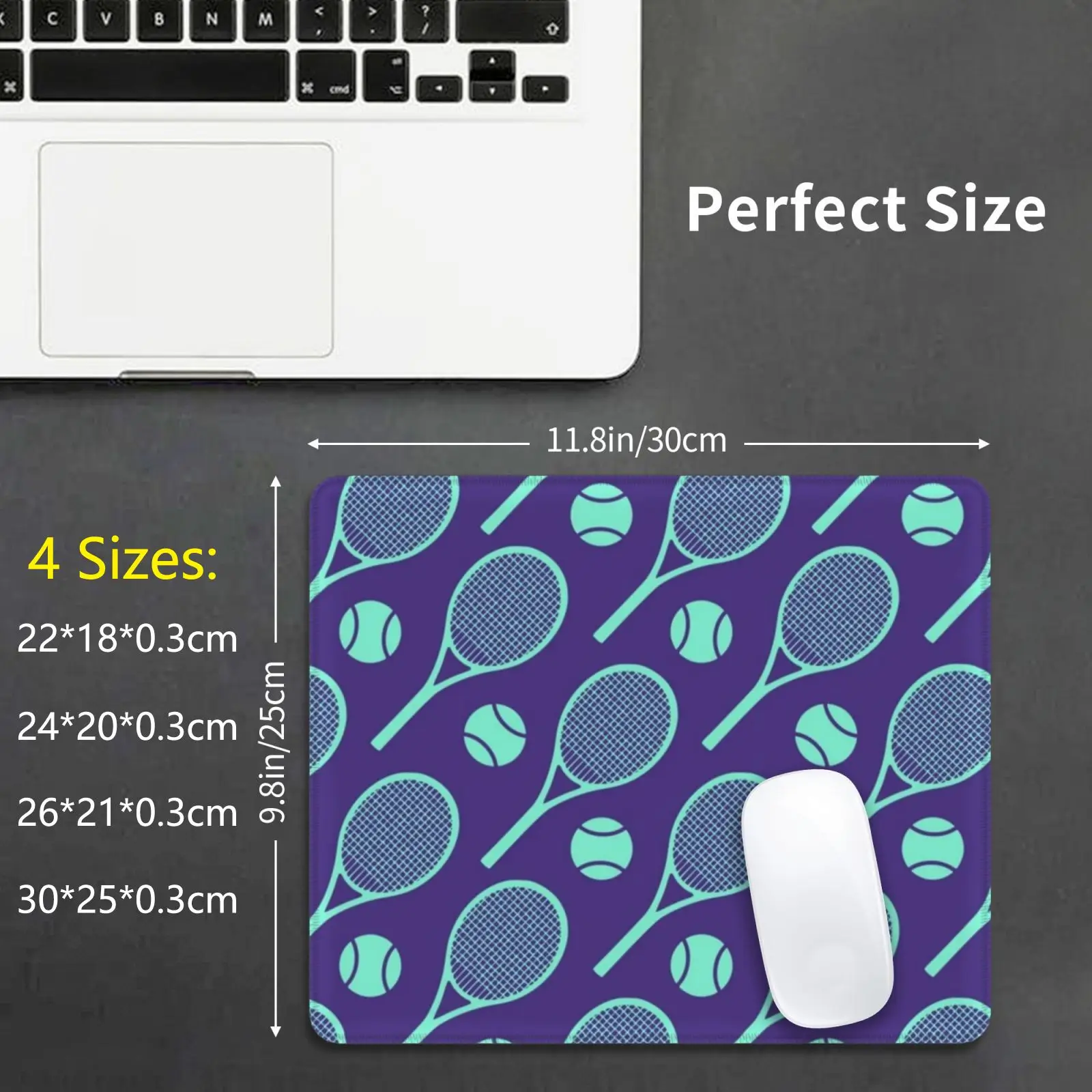 Cool Tennis Purple And Minty Pattern2 Mouse Pad DIY Print Tennis Tenis Pattern Tennis Racket Tennis Ball