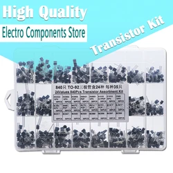 840PCS 24valuesX35PCS Transistor Set BC327 BC337 2N2222 2N5401 2N3904 2N3906 S8050 S8550 A1015 C1815 C945 Transistors Kit TO-92