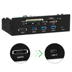 Media Multi-Port PC Front Panel Internal USB 3.0 Multi-Function Internal Card Reader eSATA Type-C TF SD Card Reader Hub