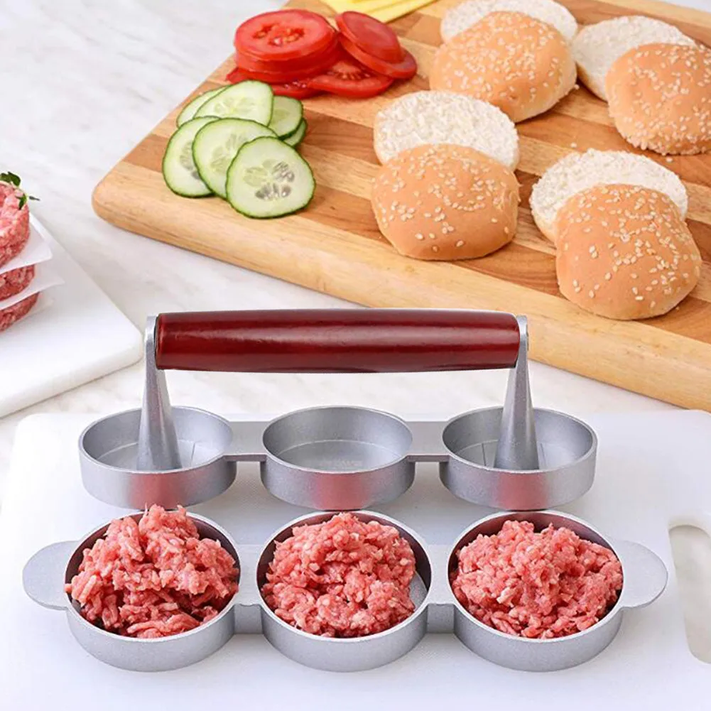 Hamburger Press Non Stick Triple Burger Press Mini Hamburger Patty Maker Kitchen Gadgets Tools