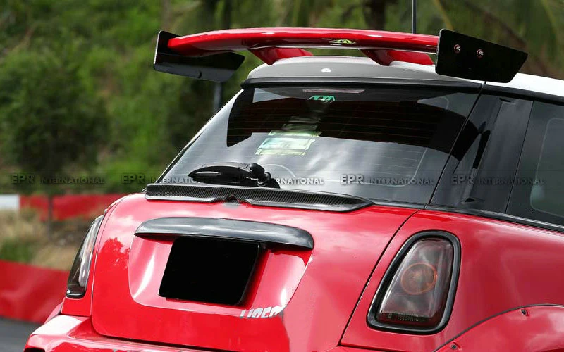 For R56 Mini Cooper S LB Rear Middle Spoiler (3 Door Hatch Only) Carbon Fiber Glossy Finished Black Rear Wing Accessories