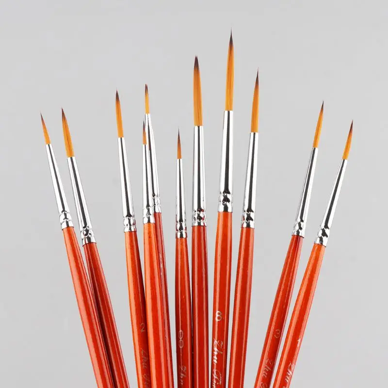 11pcs/set Professional Detail Paint Brush Fine Pointed Tip Miniature Brushes For Acrylic Watercolor Oil Drawing Kits QX2B