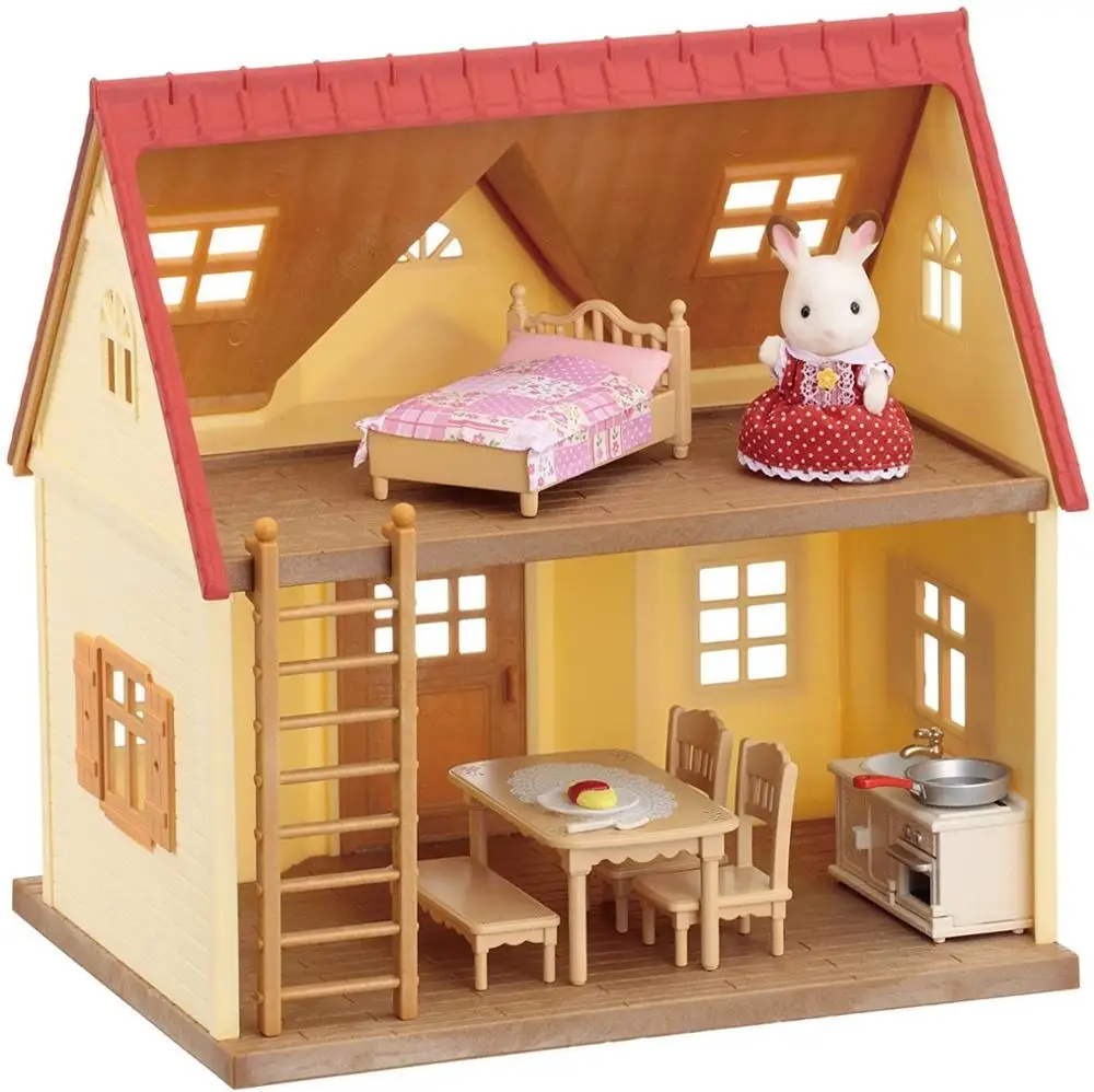 New Forest Family Villa 1:12 Furniture Set Toy DIY Miniatura Dollhouse Play House Toys Bedroom Mini Doll House For Girls Gifts