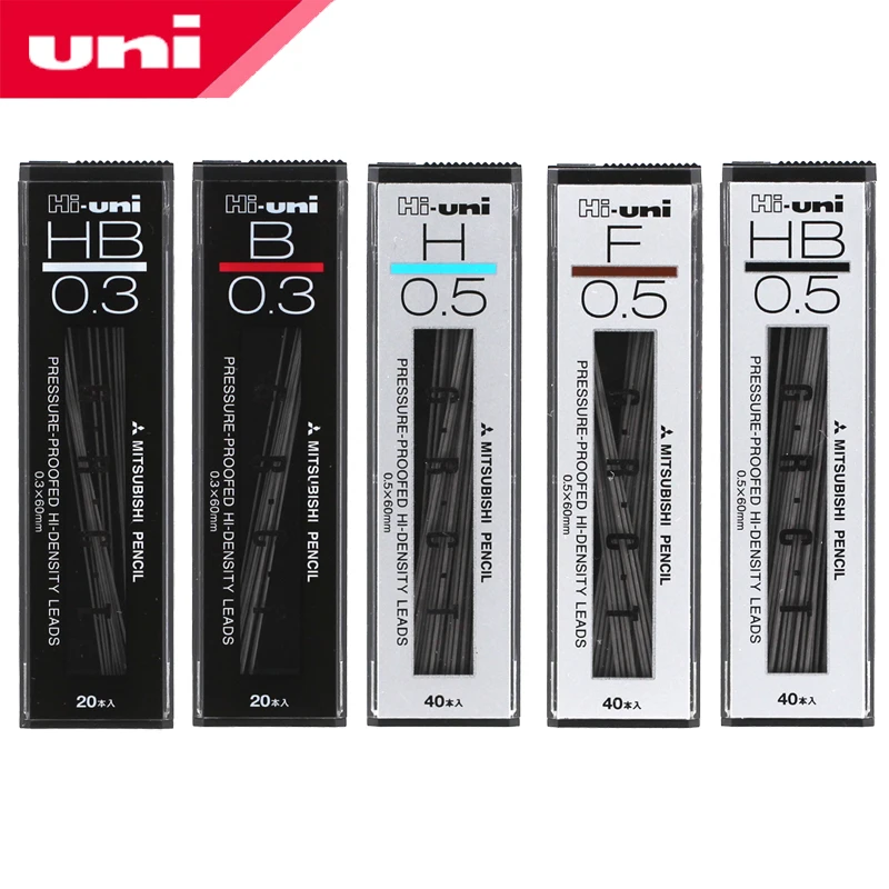 Japanese UNI Automatic Pencil Substitutes Hi-UNI05-300 Non-breakable Pencil Core 0.3   0.5mm 2B/HB Multi-specifications Optional