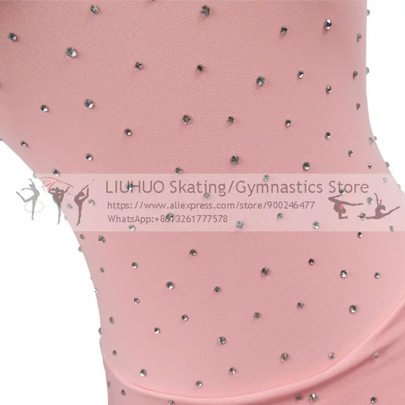 igure Skating Dress Girls Pink Swimsuit Sleeveless Splice Women Ice Skating Dance costumes Kids Ballet Skate Dress for Adult