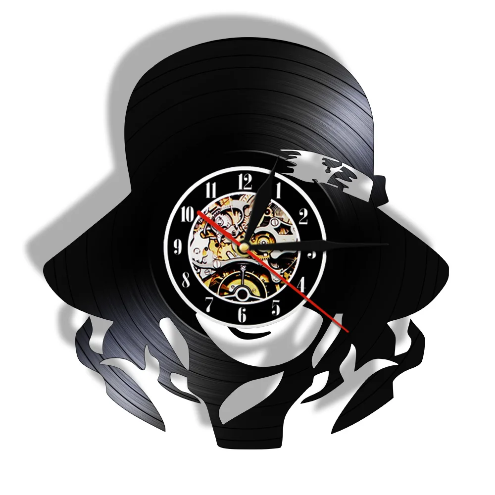 Fashion Lady Beauty Salon Sign Vintage Vinyl Record Wall Clock Long Hair Girl Hairdressing Hairstylist Vinyl Disk Crafts Clock