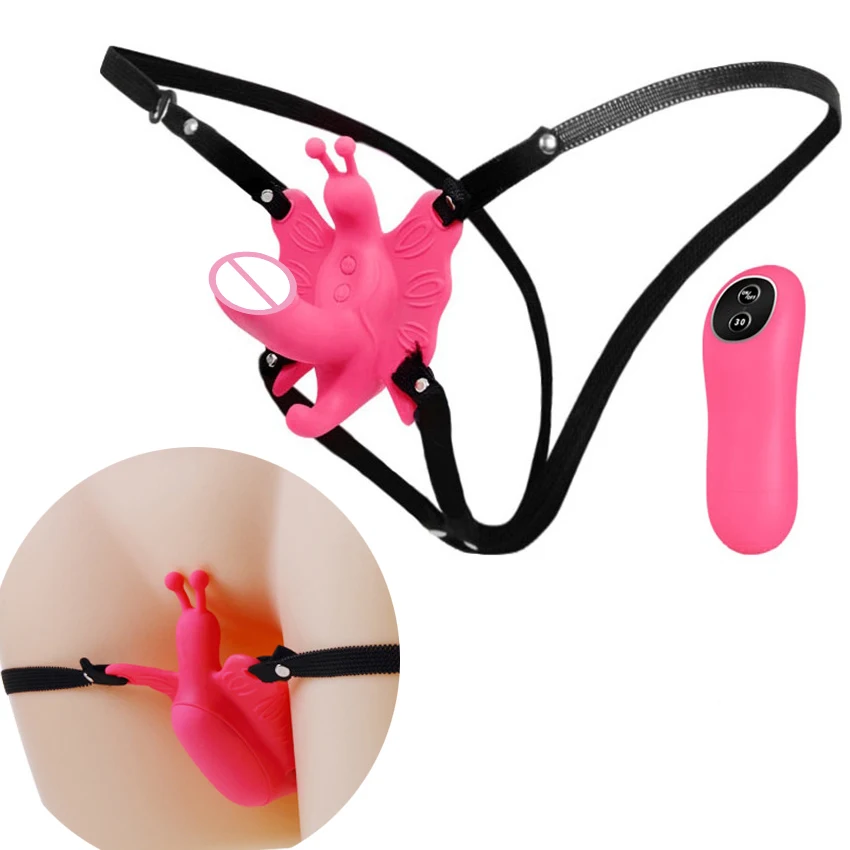 Wireless Remote Control Harness Strap on Panty Butterfly Vibrator, Women Invisible Wearable G Spot Clitoral Stimulator Vibrators