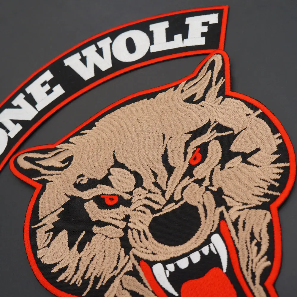 Lone Wolf No Club Embroidered Iron-on Backing Applique Sewing Label Punk Biker Patches Clothes Apparel Accessories Badge