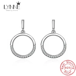 New Fashion Round Rhinestone Drop Earrings 925 Sterling Silver Half Circle Rhinestone Shake Pendant Ear Stud Women Jewelry Gift
