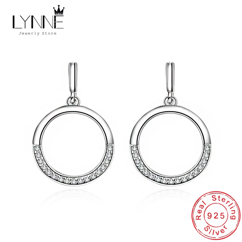 New Fashion Round Rhinestone Drop Earrings 925 Sterling Silver Half Circle Rhinestone Shake Pendant Ear Stud Women Jewelry Gift