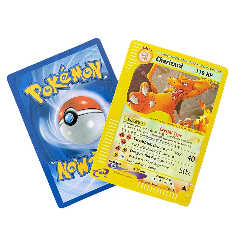 Tarjeta Flash de Pokémon Pikachu Charizard de dibujos animados Kawaii, serie en inglés, Gif, juguete coleccionable para niños, 1996