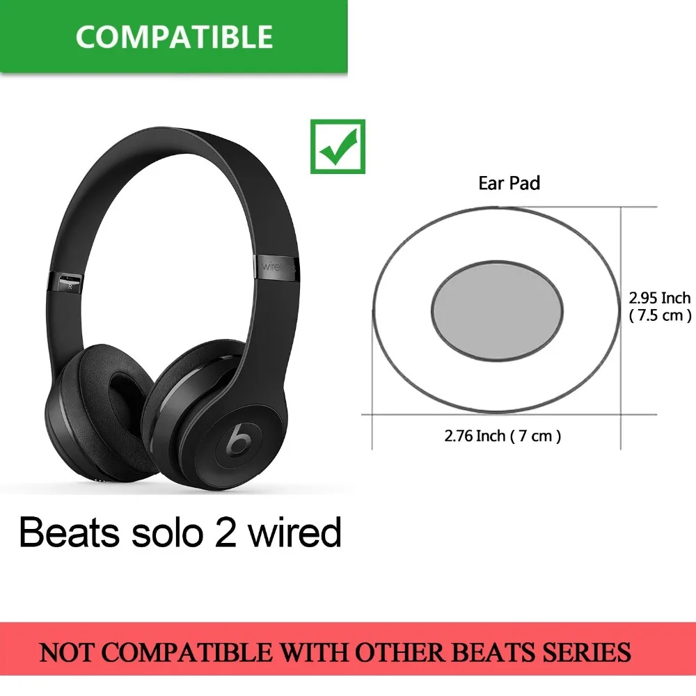 Replacement Ear Pad / Ear Cushion /  Ear Cover / Earpads Repair Parts for B-eats by Dr. Dre Solo2, Solo 2.0 On-Ear Headphones
