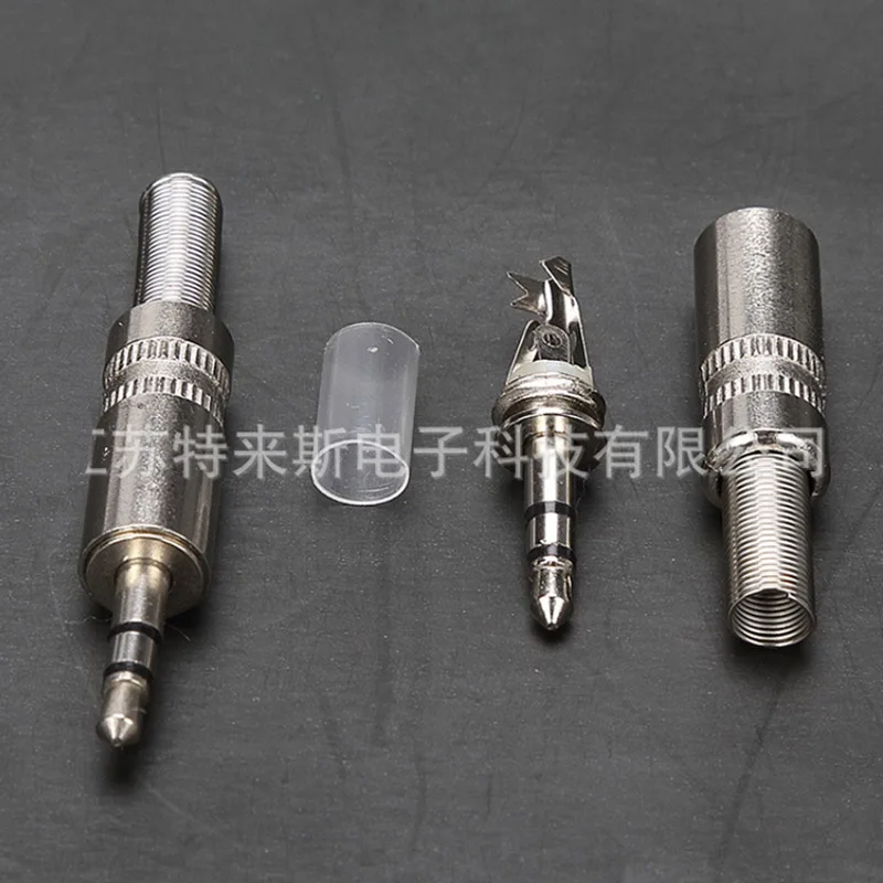 5 pcs 3.5mm 3-Pole Stereo Metal Plug Connector 3.5 Plug & Jack Adapter With Soldering Wire Terminals 3.5mm Stereo Plug