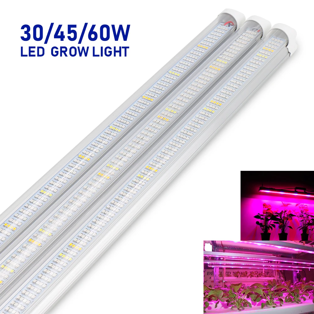 (3pcs/Lot) LED Grow Light T8 Tube Integrated Lamp for Indoor Greenhouse Flower Plant and Hydroponics System Grow Strip Bar