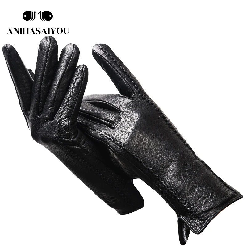 

Imitation deer skin texture women's genuine leather gloves fashion real sheepskin winter gloves women withstand the cold - 2269