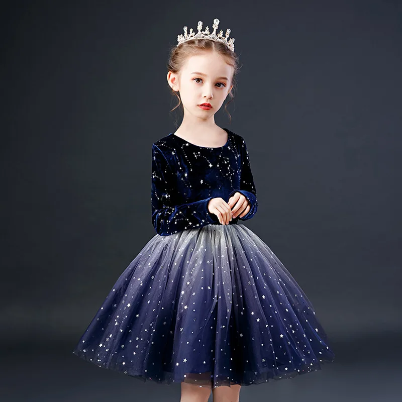 MudiPanda Christmas Clothes Highend Elegant Girls Dresses For Party And Wedding Long Sleeve Princess Dresses Toddler Star Dress