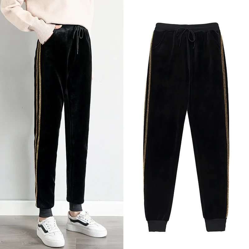 Plush and thickened velvet sports pants women's warm winter BF wind Harun pants casual pants pants pants pants